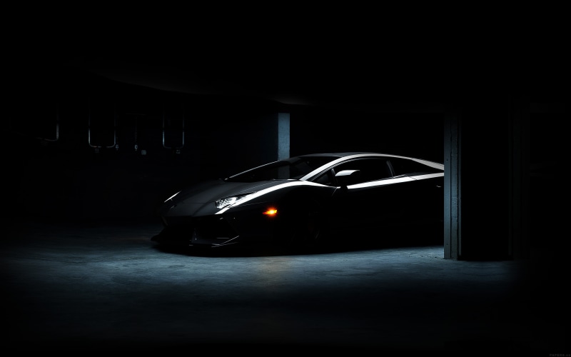 4K, land vehicle, dark, car, mystery, black color, lighting equipment, city, single object, headlight, no people, black, architecture, speed, copy space