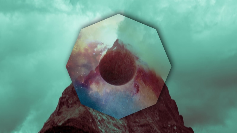 planet, 1080P, clouds, octagons, mountains, digital art
