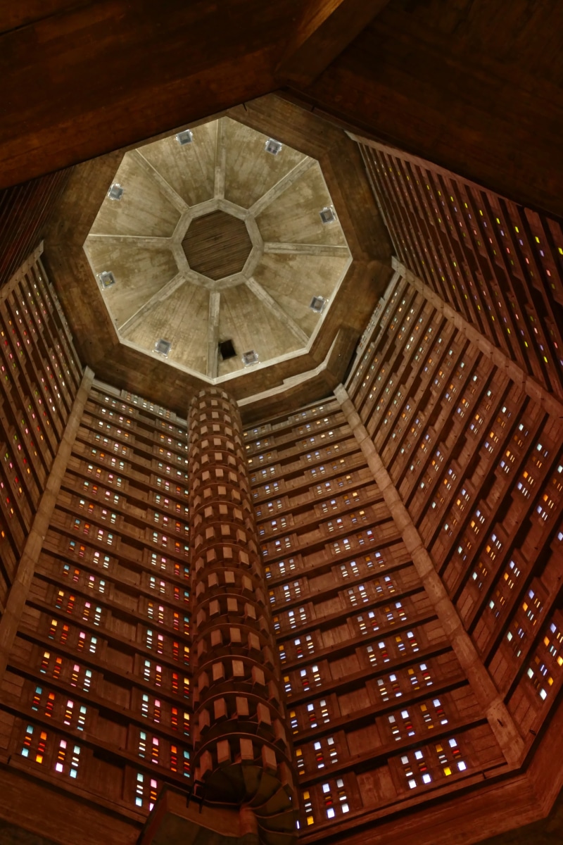 built structure, belief, 107 meters, directly below, religion, belfry, history, low angle view, octagonal, place of worship, église saint-joseph, stained