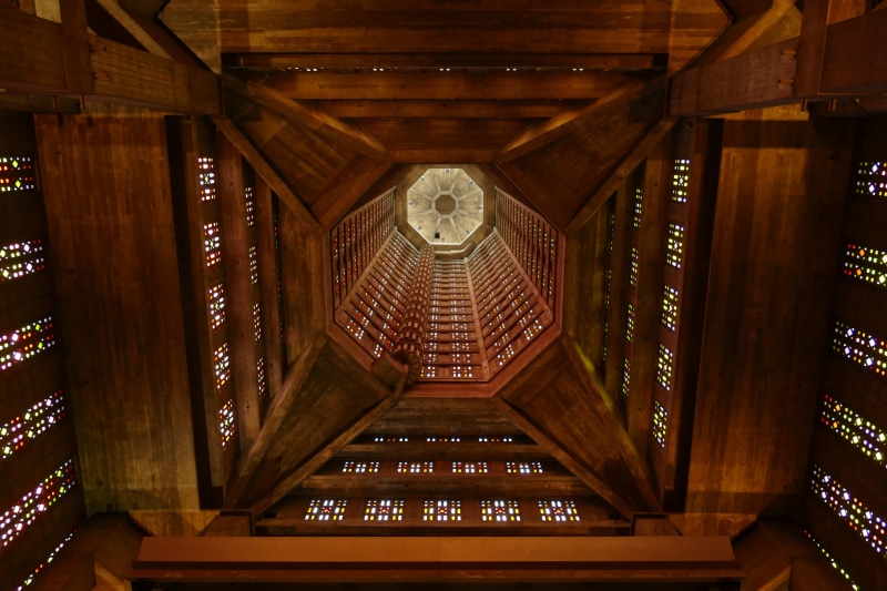 concrete, directly below, armed, travel destinations, travel, octagonal, église saint-joseph, belfry, tourism, book, no people, indoors, building, day