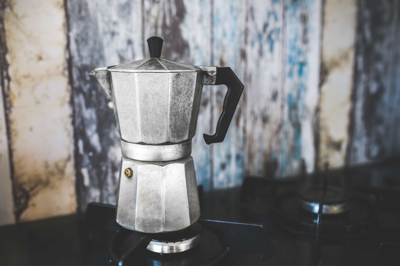maker, stove, silver colored, day, coffee pot, steel, kitchen, no people, indoors, percolator, silver, retro, dark, coffee - drink, domestic room, home