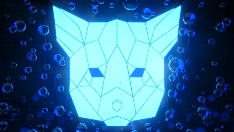 fox, abstract, polygon art, glowing, bubble, floating particles, line art, 3D Abstract, bright, low poly, 2K, shining