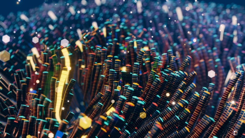 3D Abstract, tentacles, abstract, Blender, floating particles, colorful, 3D, 4K
