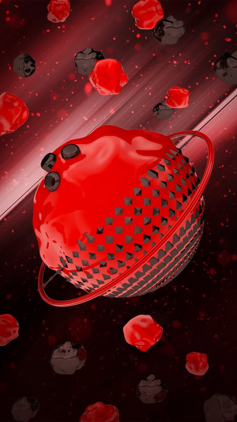 abstract, floating particles, contrast, reflection, black background, line art, 1080P, 3D Abstract, red