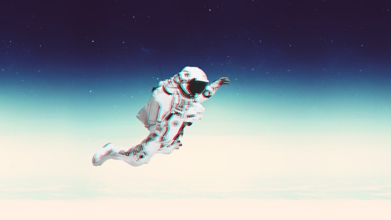 space, digital composite, jumping, full length, one person, spacesuit, digital art, artwork, sport, 1080P, falling, sky, clothing, nature, adult, mid-air