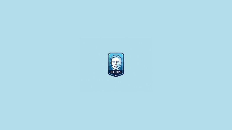 blue, badge, 2K, Elon Musk, blue background, illustration