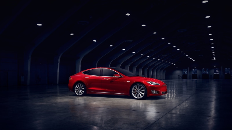 red, sedan, 4K, Tesla Model S P90D, electric cars, Elon Musk, car