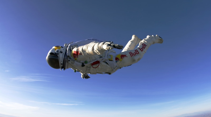 men, 4K, Red Bull, sky, felix baumgartner, Flying, Falling, Skydiving, Skydiver, Spacesuit