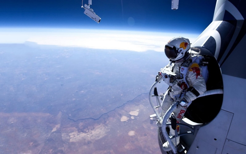 720P, felix, baumgartner, skydiving, bull, red