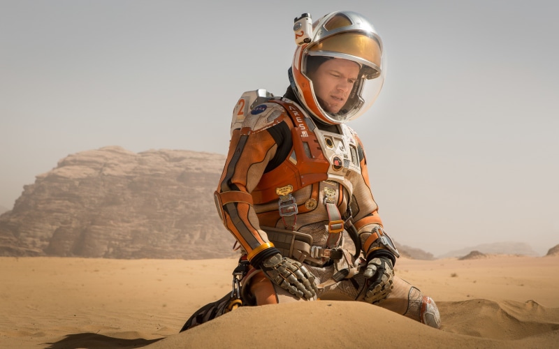 damon, matt, Mars, fiction, astronaut, spacesuit, 2K, suit, sand, The Martian, Mark Watney, desert, Matt Damon, Martian