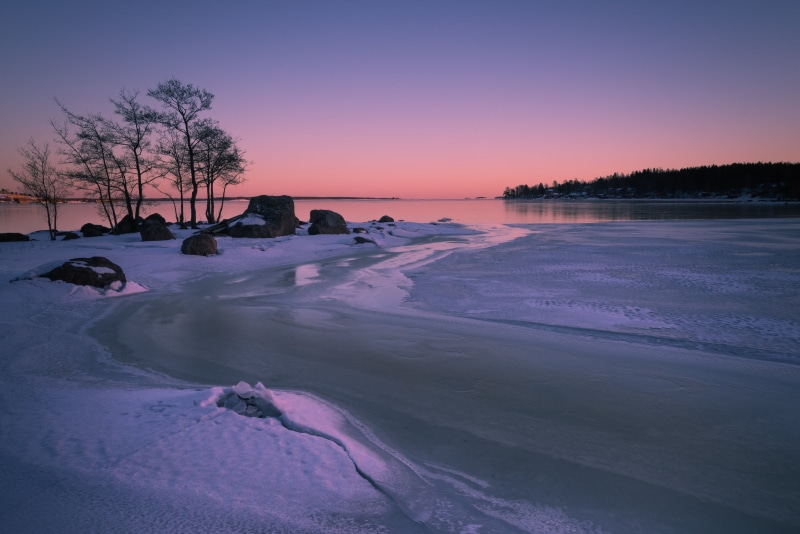winter, iced, scenics, nikkor, nature, Color Temperature, ice, landscape, nikon  d600, kotka, tree, 5K, ice  blue, lake, snow, sunset, melting, evening