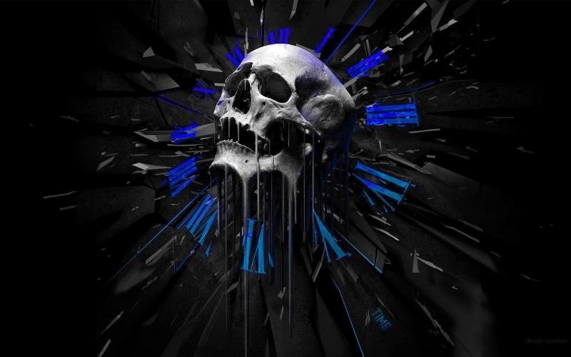 3d and abstract, melting, skull, melting skull, gray, illustration, 1080P