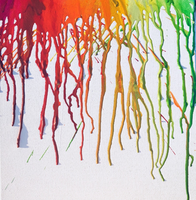 still life, wax, color, drip, preschool, shadow, ombré, crayon, green, healthy eating, in a row, high angle view, melting, no people, organic, food and drink