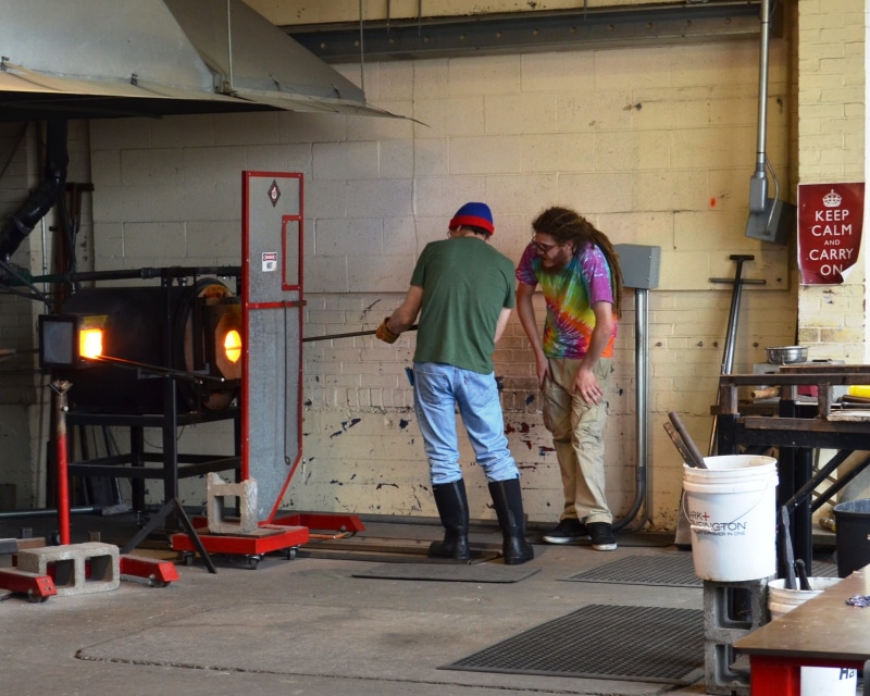 women, making, casual clothing, flame, work, maker, manual worker, working, blow, Blowing, two people, hot, blower, artist, furnace, indoors, workshop