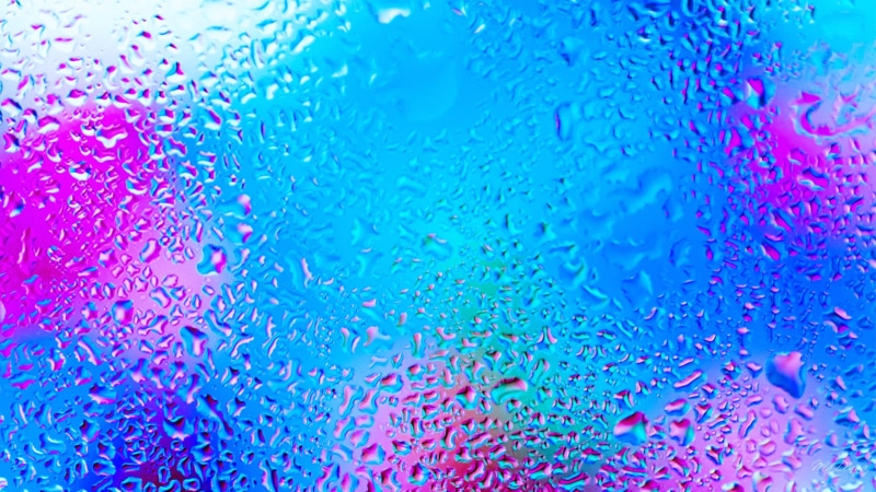 waterdrop, abstract, drops, droplets, blue, 4K, glass, blurred