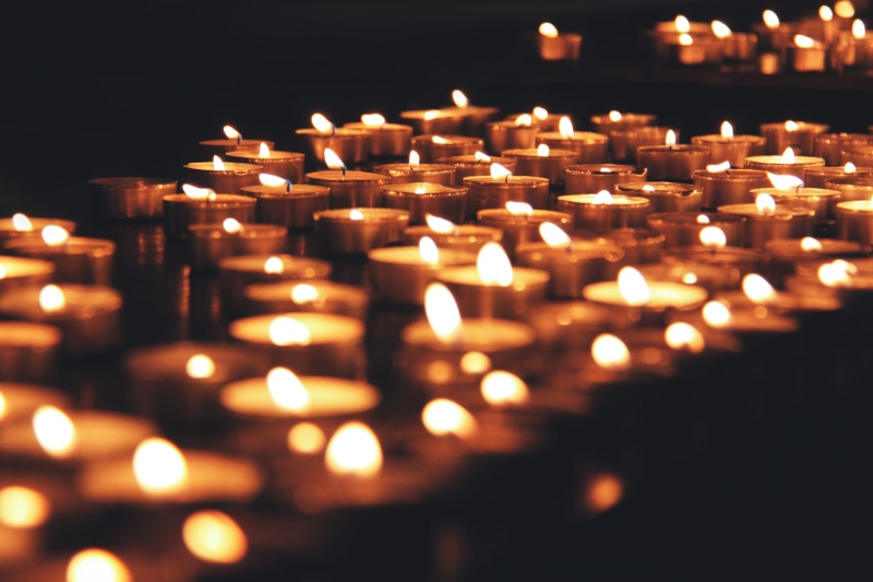 candle, belief, various, dark, glowing, place of worship, candles, black background, fire - Natural Phenomenon, shot, illuminated, in a row, tea light