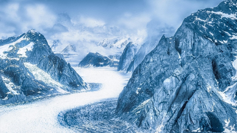winter, arctic, mountain range, mount scenery, 4K, mountainous landforms, glacier, sky, alaska, road, iceberg, massif, freezing, mountain, glacial landform
