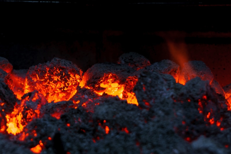 4K, glow, night, glowing, flame, summer, lava, pollution, orange color, flowing, coal, geology, hot, fire - natural phenomenon, nature, embers, motion