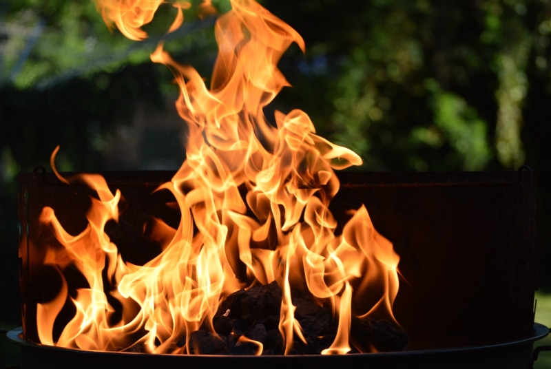 heat, fire pit, sign, heat - Temperature, close, motion, yellow, grill, dangerous, fireplace, photo, glowing, barbecue, no people, outdoors, flame, tree