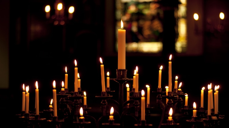 dark, yellow, place of worship, illuminated, large group of objects, Light, lot, catholic, flame, Candles, holy, night, Church, memorial, heat - temperature