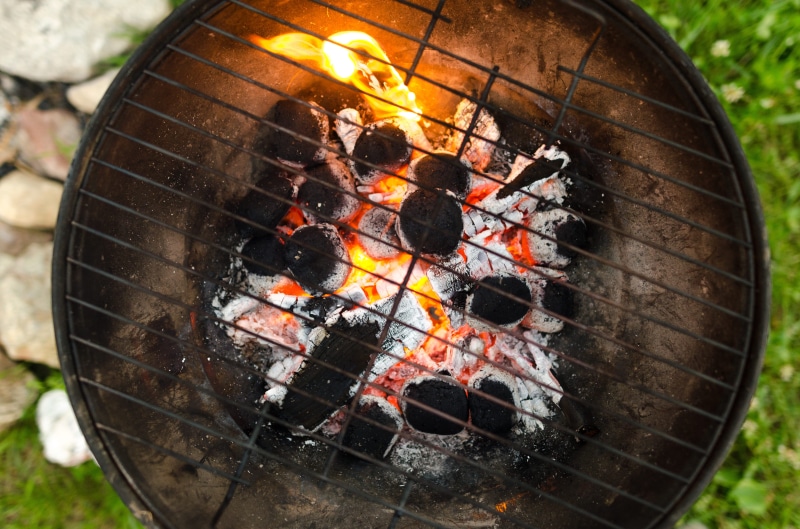 barbecue, cinder blocks, nature, flaming, coal, fire, empty, metal grate, blaze, food and drink, ignite, warmly, meat, hot, wood, charcoal, smoke, no people