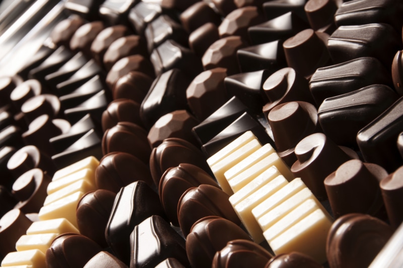 still life, candy, chocolates, sugar, indulgence, indoors, chocolate, milk, food and drink, choice, eat, brown, temptation, in a row, delicious, high angle view