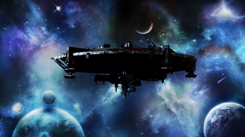 planet - space, blue, composite image, nature, sky, star - space, water, moon, motherships, flying, night, space exploration, 1080P, no people, UFO, space