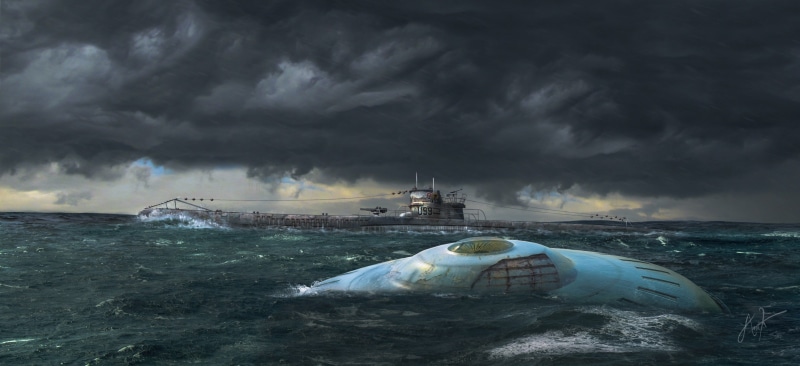 artwork, submarine, UFO, 2K