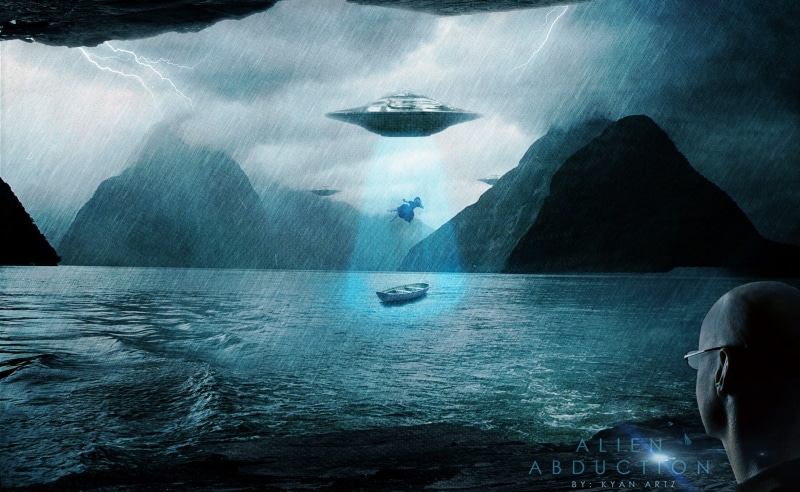 sky, one person, nature, Boat, solid, transportation, rock, sea, scenics - nature, outdoors, painting, Alien, Raining, beauty in nature, Lightning, unrecognizable person