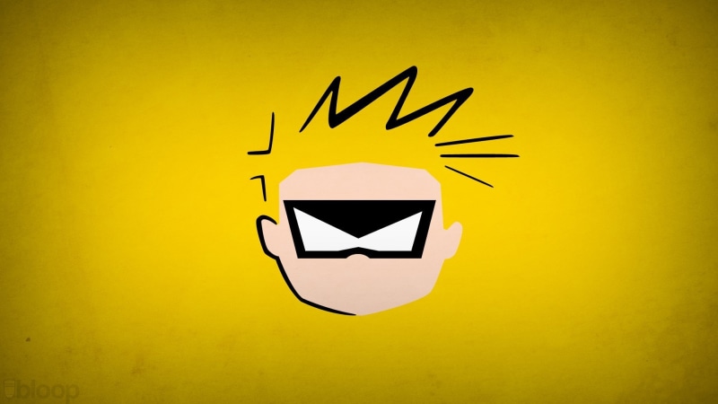 yellow, hero, 1080P, Calvin and Hobbes, Blo0p, Calvin, minimalism, Spaceman Spiff