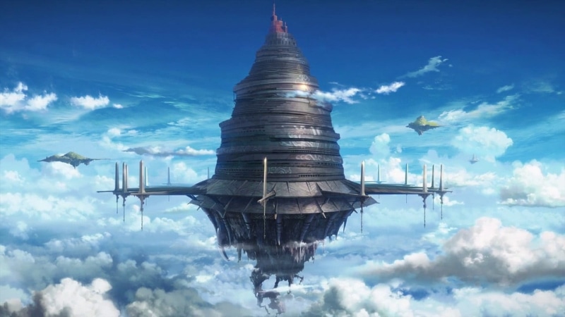 low angle view, ship, spirituality, blue, no people, nature, building, building exterior, clouds, history, spire, outdoors, architecture, fantasy art, sky