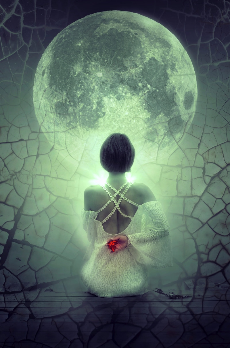 rest, photo montage, female, fantasy, silhouette, woman, figure, enjoy, look, three quarter length, silent, romantic, standing, child, dream, atmosphere