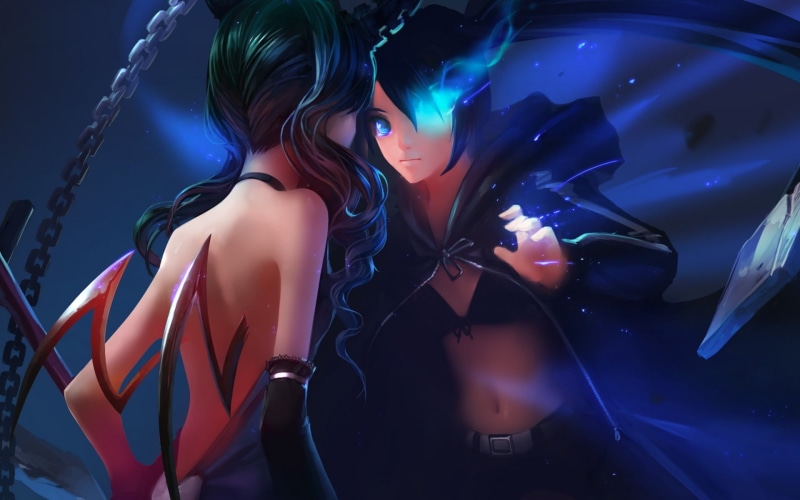 facing, digital, night, light - natural phenomenon, Black Rock Shooter, hairstyle, lifestyles, real people, young women, 1080P, front view, Strength (Black Rock Shooter)