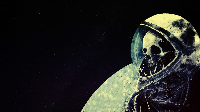 death, skull, 1080P, space, artwork, astronaut, helmet, space art