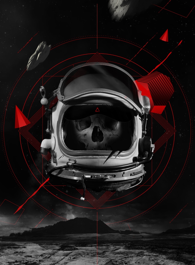 determination, indoors, helmet, night, red, no people, headwear, dark, Skull, transportation, sport, black color, communication, Dead Astronaut, mode of transportation