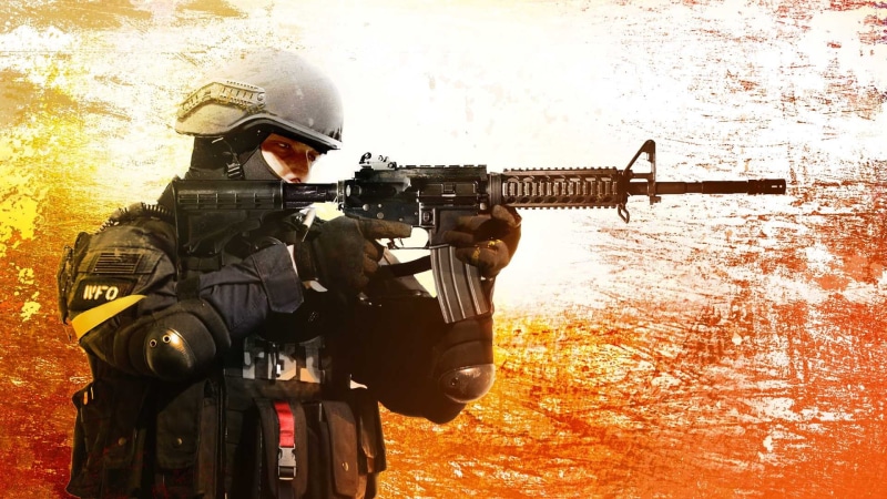 aiming, M4A4, machine gun, headwear, rifle, aggression, one person, Counter-Strike: Global Offensive, standing, black, army helmet, clothing, weapon, government