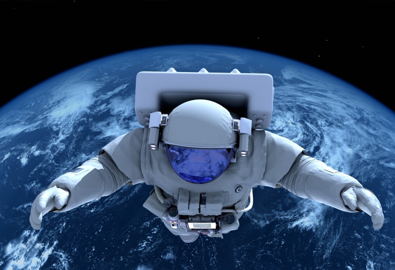 nature, planet - Space, silver colored, star, mid-air, cockpit, suit, infinity, flying, outdoors, men, air vehicle, high angle view, field, weightlessness