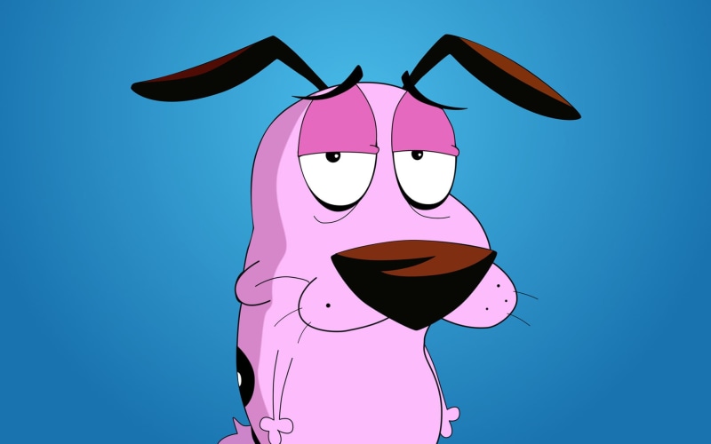 Cartoons, leisure activity, creativity, disguise, hat, indoors, one person, cowardly, blue background, nature, standing, 1080P, pink color, day, dog, network