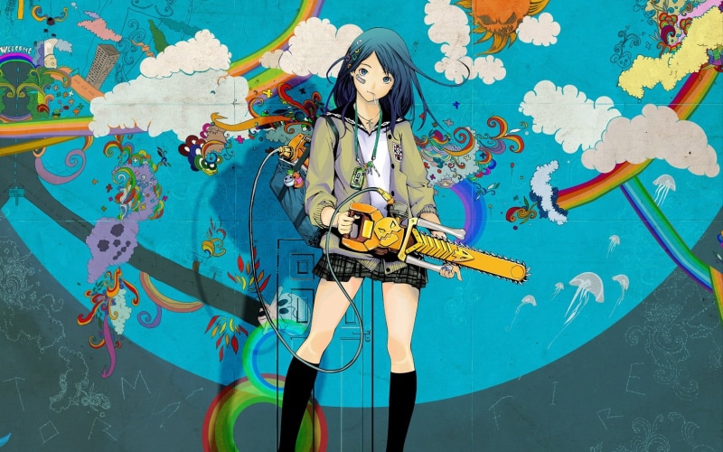 one Person, 720P, imagination, leisure activity, futuristic, spaceship, chainsaw, fun, cute, girl, skill, mural, day, equipment, outdoors, multi Colored