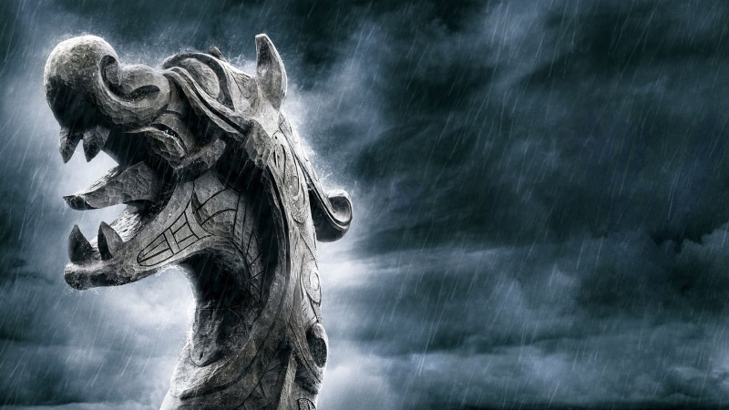  Artwork, TV Show, gray, Vikings, dragon, digital, Drakkar, head, Vikings (TV Show), 1080P