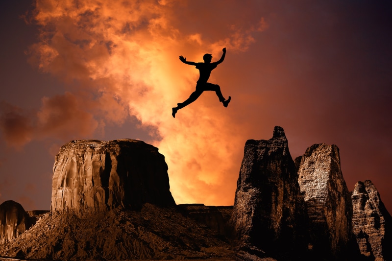 human arm, cliff, landscape, motion, boy, composing, jumping, land, full length, leisure, jump, dom, sign, rock formation, communication, mountain, formation