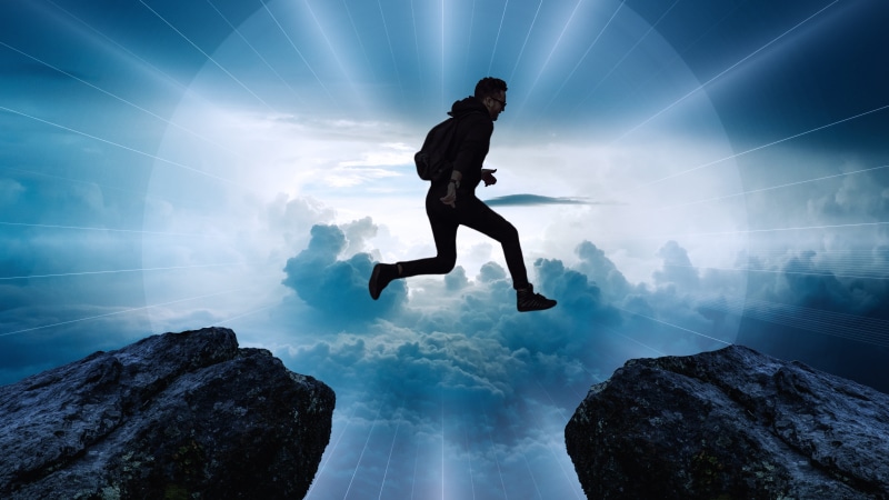 jump, sport, landscape, effort, full length, cloud - sky, sporty, strength, transition, background, venture, leisure, death, solid, dom, man, rock, beyond