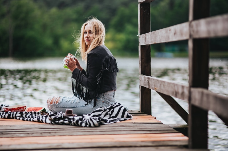converse, only women, adult, 4K, water, beautiful woman, female, girl, hair, jetty, day, one Woman Only, wooden pier, one Person, healthy, watermelon