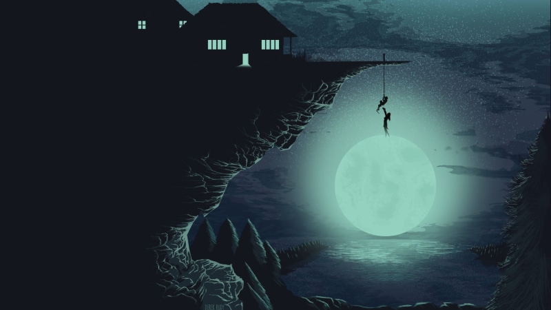 minimalism, two, fantasy, horror, moonlight, people, nature, sky, digital composite, built structure, dusk, halloween, no people, building exterior, persons