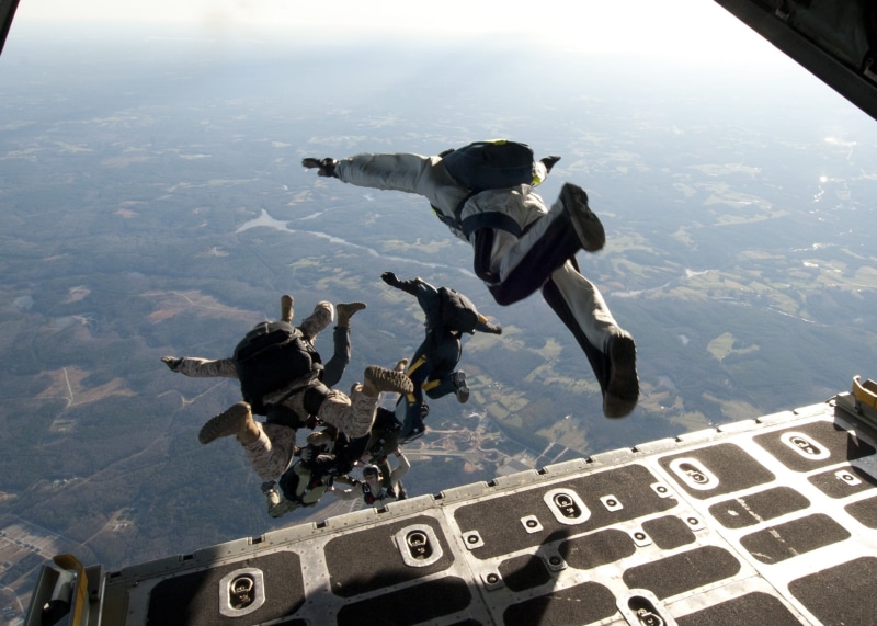 1080P, air force, extreme sports, airplane, flying, transport, day, risk, navy, unrecognizable person, motion, warrior, transportation, fall, skill, flight