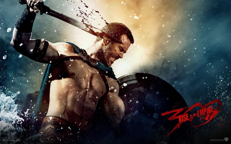 determination, star - space, leisure activity, muscular build, sky, adult, young adult, themistocles, clothing, effort, 300: rise of an empire, wet, Sullivan Stapleton