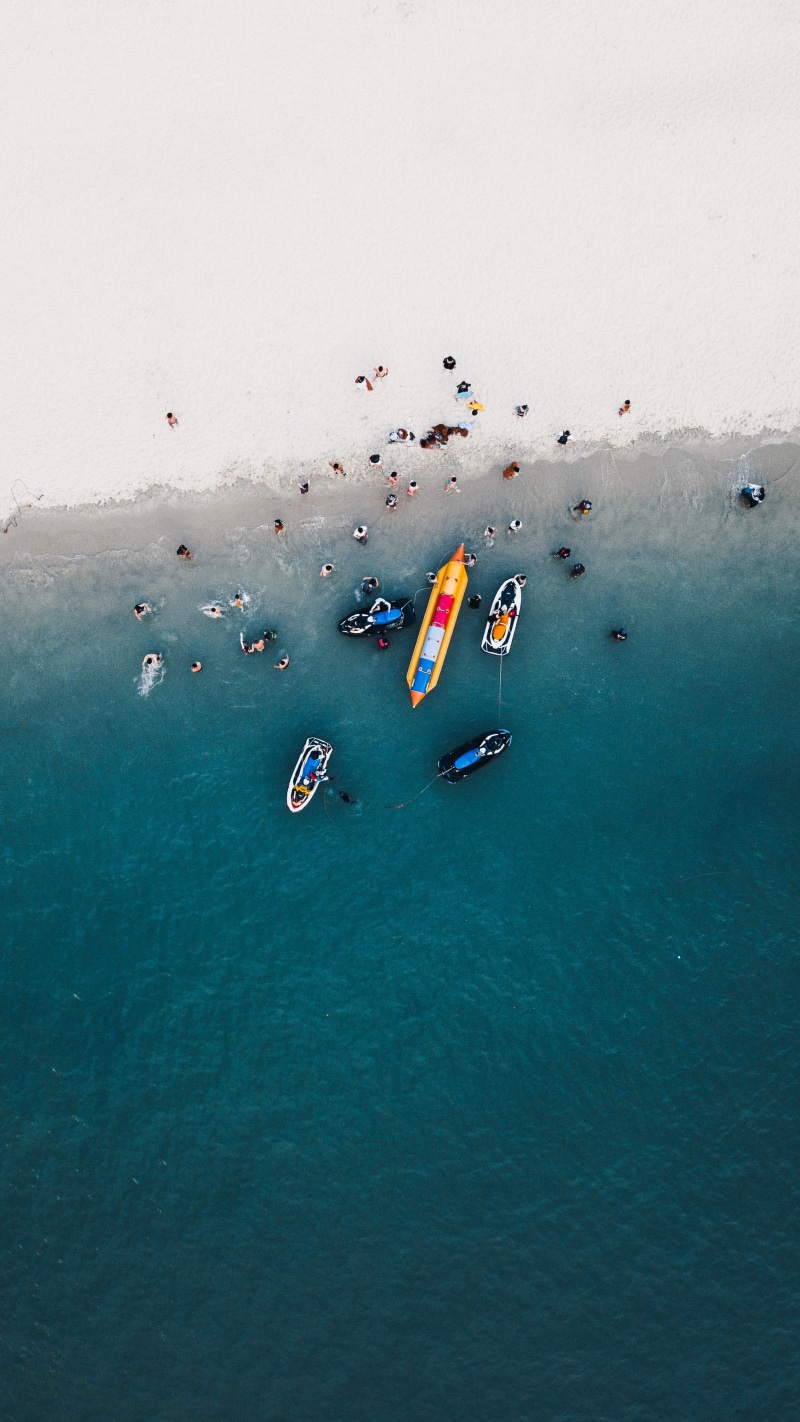 seashore, drone view, sky, nautical vessel, view, beauty in nature, boats, drone, turquoise colored, sea, tourist, port dickson, scenics - nature, vacation