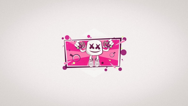 Marshmallow Man, Marshmello, pink clouds, 1080P, white, concerts, Fortnite