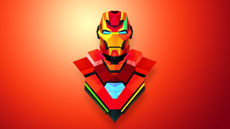 red, 2K, Iron Man, Justin Maller, abstract, gradient