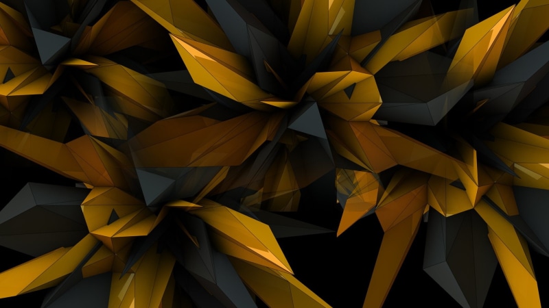 Abstract, Design, 1080P, Polygon, Black, Facets, Gold